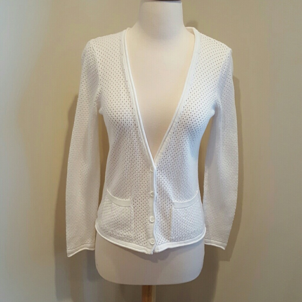 Olive & Oak open weave white cardigan